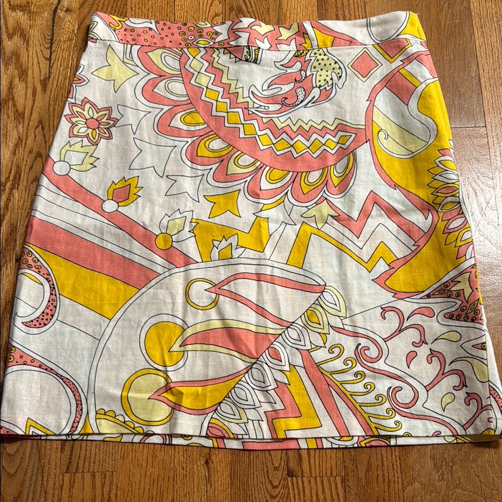 ModCloth linen blend geometric mini skirt size 8